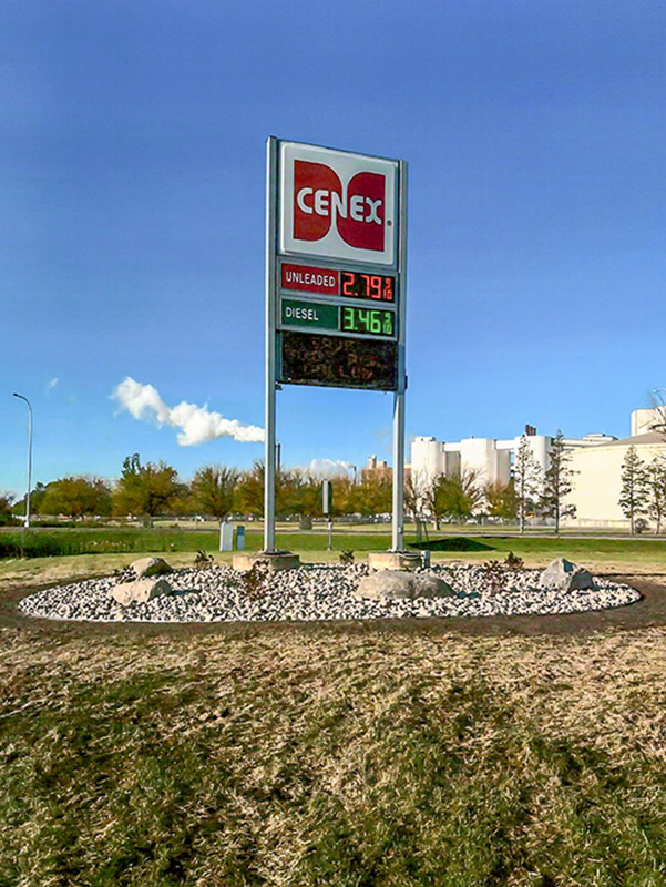 front-gas-prices-sign Cenex fuel price sign at Crookston Fuel in Crookston, Minnesota